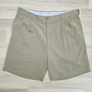 LOUIS RAPHAEL Rosso Mens Tan Pleated Chino Shorts Size 38